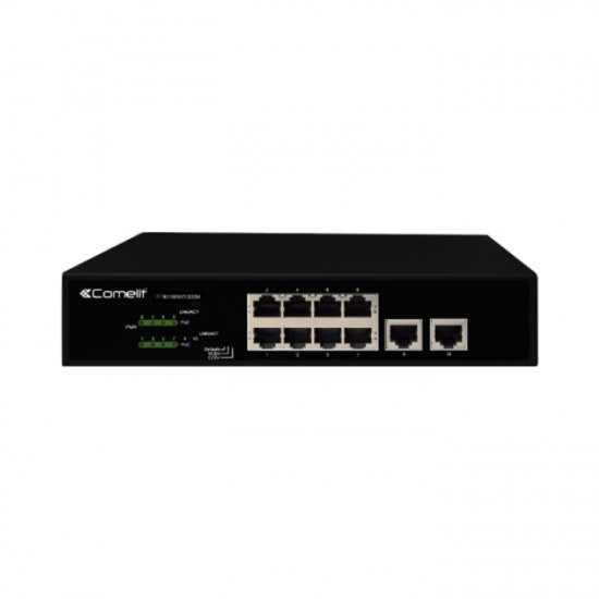 PoE мрежов суич, 8 порта + 2 uplink (Gigabit Ethernet) - Comelit IPSWP10N01A