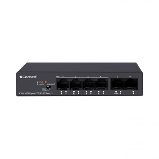PoE мрежов суич, 4 порта + 2 uplink (10/100 Mbps) - Comelit IPSWP06N100A
